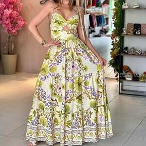 FARM Rio Atalaia Floral Long Dress Size L